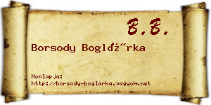 Borsody Boglárka névjegykártya