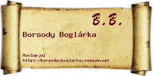 Borsody Boglárka névjegykártya